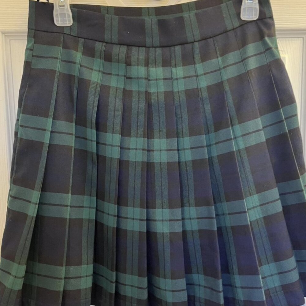 Small green plaid skirt